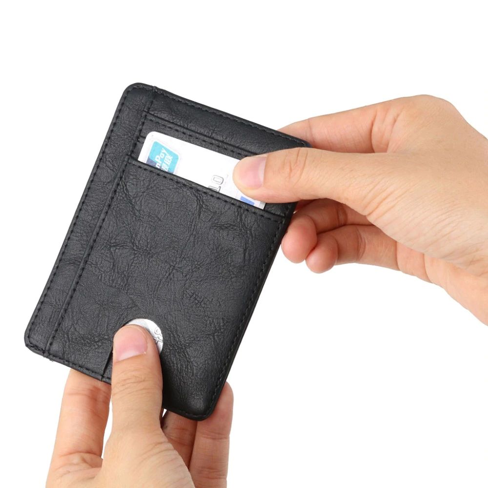 WALLET Slim PU Leather Wallet With RFID - Black